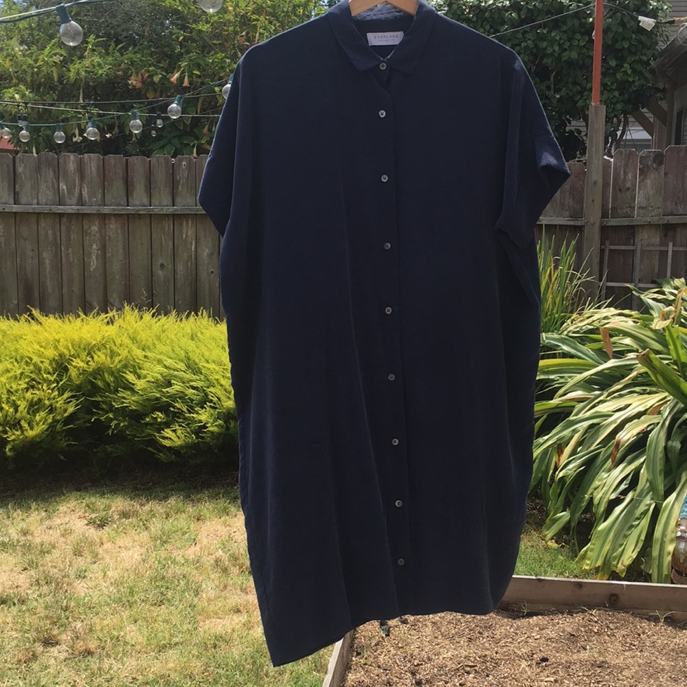 Navy Everlane Shirt Dress